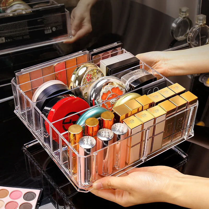 Acrylic Lipstick & Cosmetics Storage Organizer — Clear Makeup Display Case