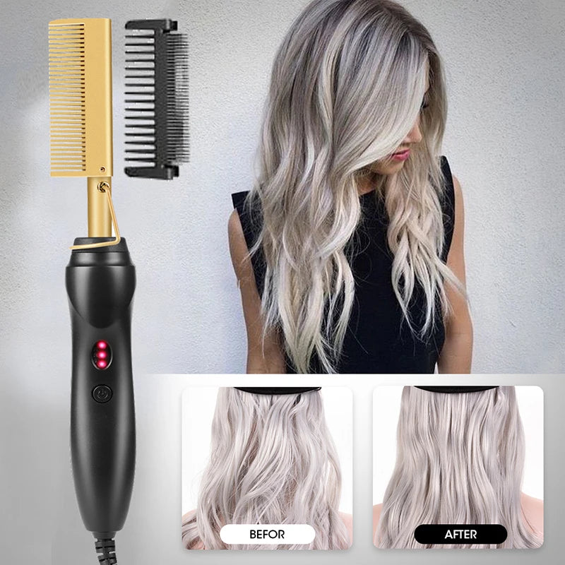 Professional Ceramic Ionic Hair Straightener Brush — Anti-Frizz Styling Tool