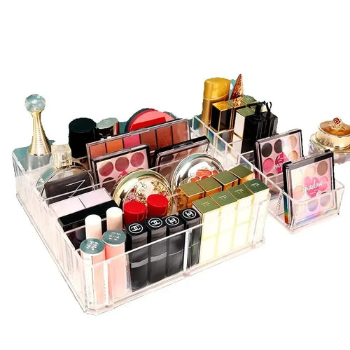 Acrylic Lipstick & Cosmetics Storage Organizer — Clear Makeup Display Case