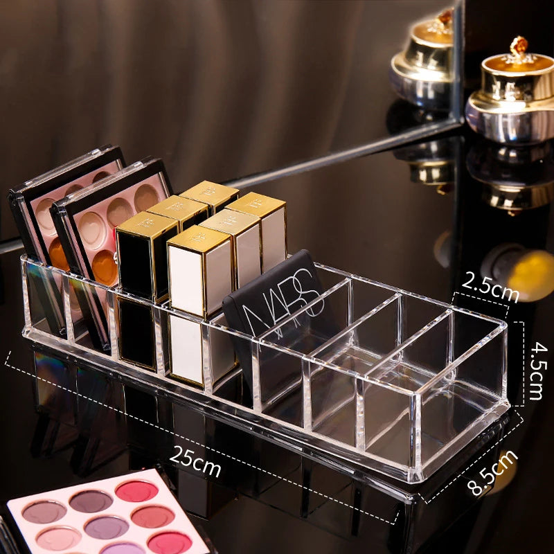 Acrylic Lipstick & Cosmetics Storage Organizer — Clear Makeup Display Case
