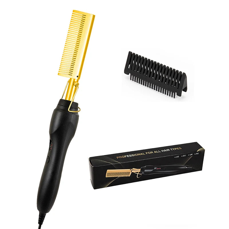 Professional Ceramic Ionic Hair Straightener Brush — Anti-Frizz Styling Tool