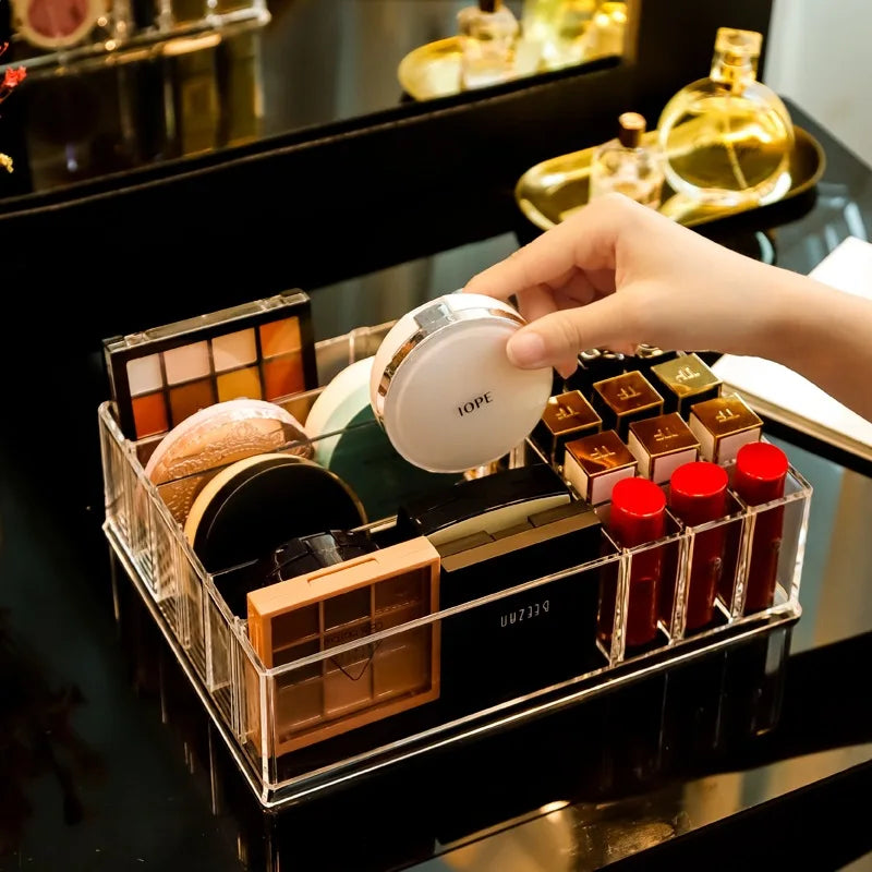 Acrylic Lipstick & Cosmetics Storage Organizer — Clear Makeup Display Case