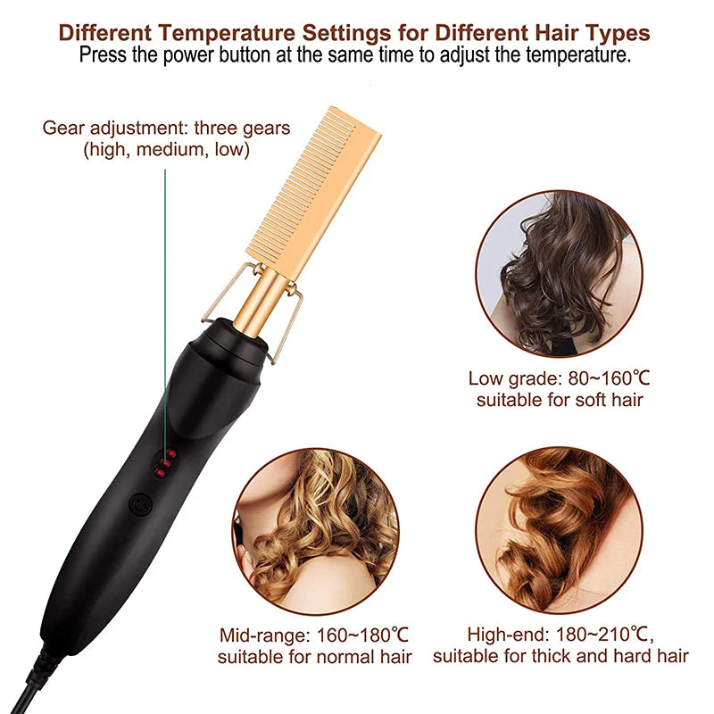Professional Ceramic Ionic Hair Straightener Brush — Anti-Frizz Styling Tool