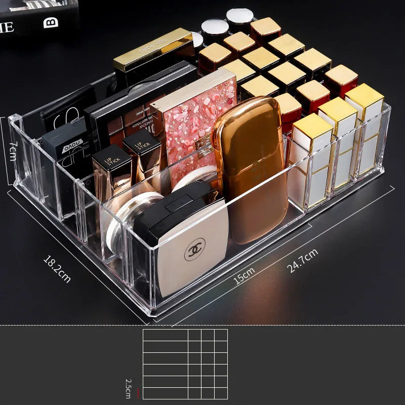 Acrylic Lipstick & Cosmetics Storage Organizer — Clear Makeup Display Case