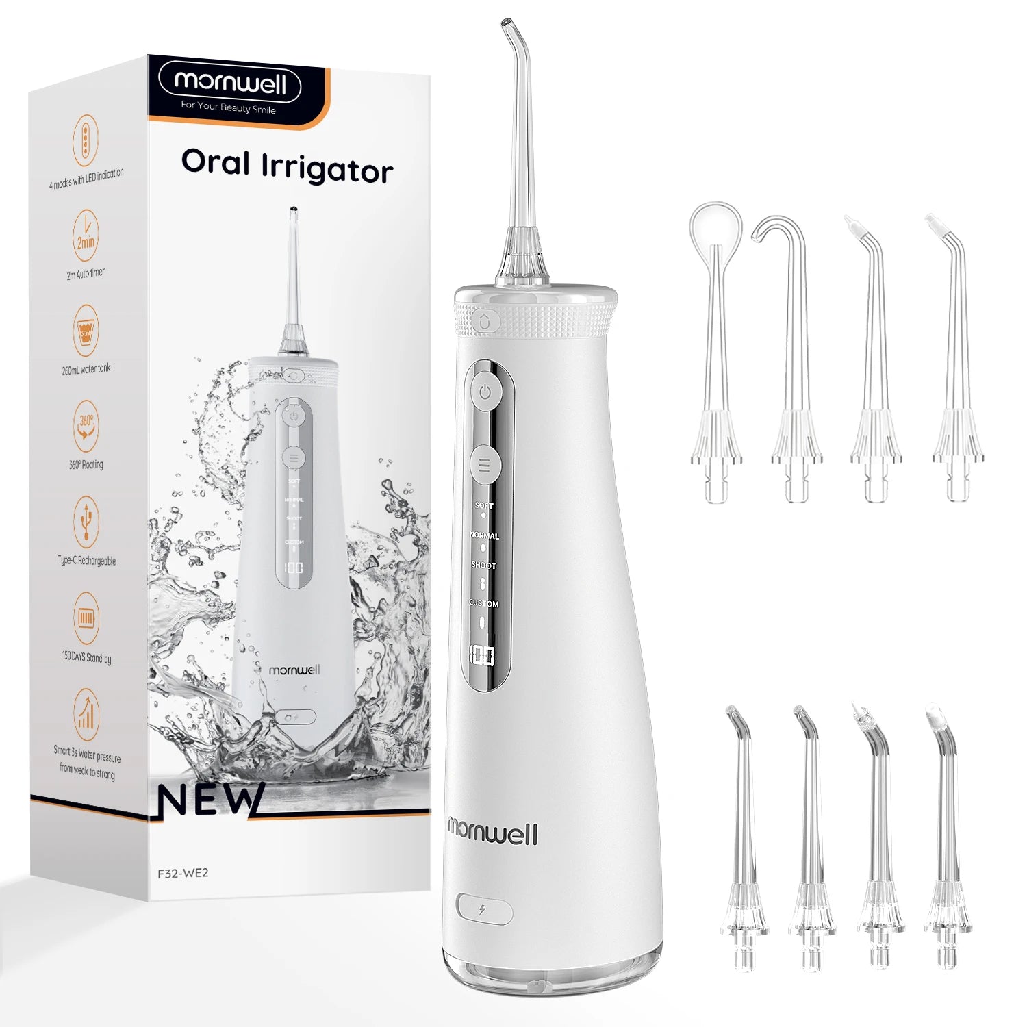 F32 Water Floss Oral Teeth Whitening Home Appliance Sonic Water Flosser 260ML Tank Teeth Cleaner Oral Water Jet