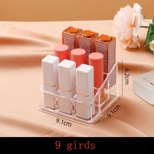Acrylic Lipstick & Cosmetics Storage Organizer — Clear Makeup Display Case