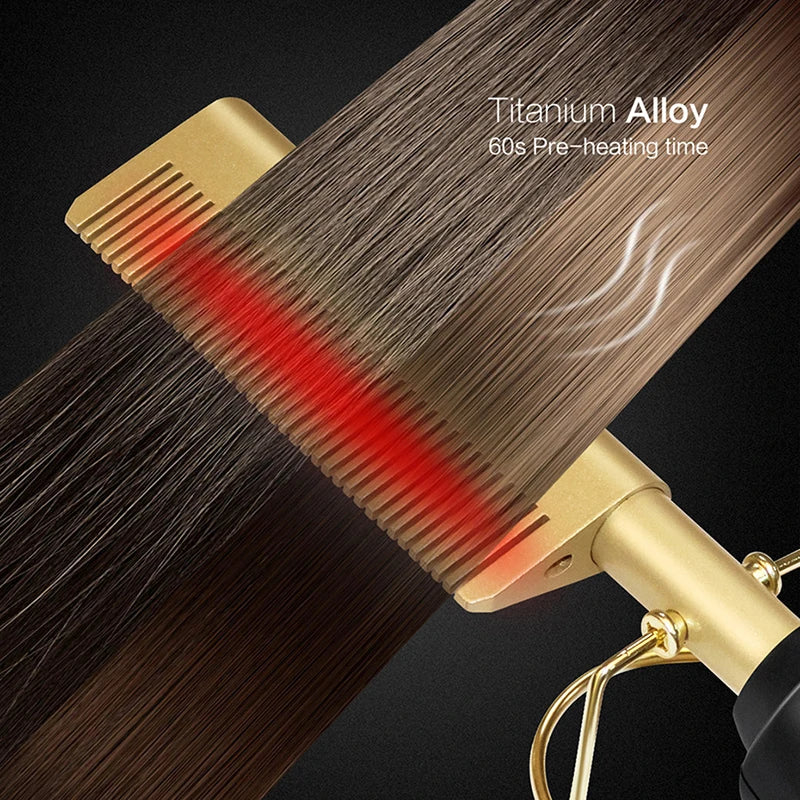 Professional Ceramic Ionic Hair Straightener Brush — Anti-Frizz Styling Tool